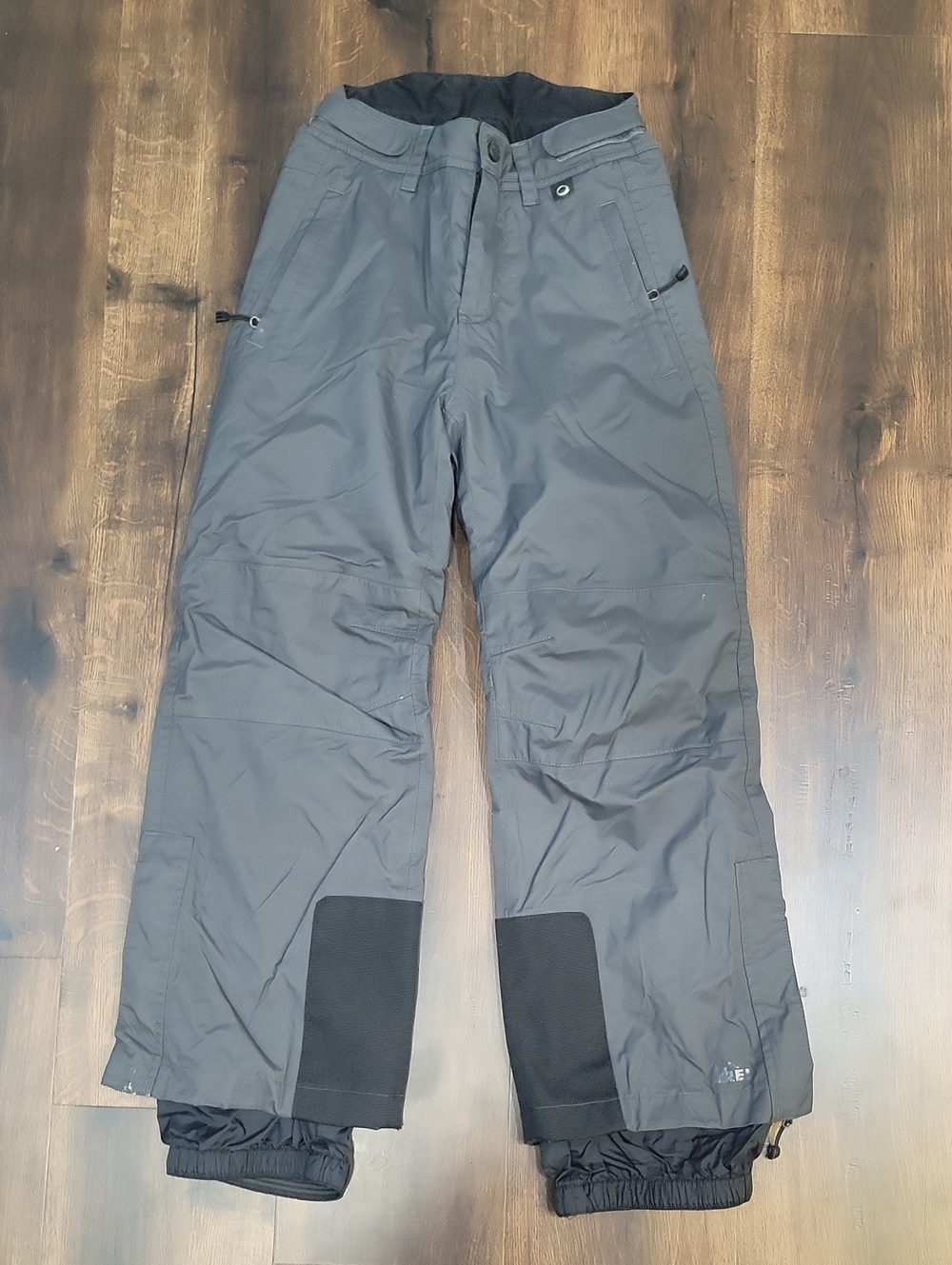 REI Boy's Dark Gray Snow Pants - Black Reinforced Cuffs